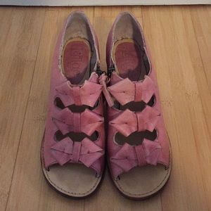 Unique, open toed, Western-style booties.